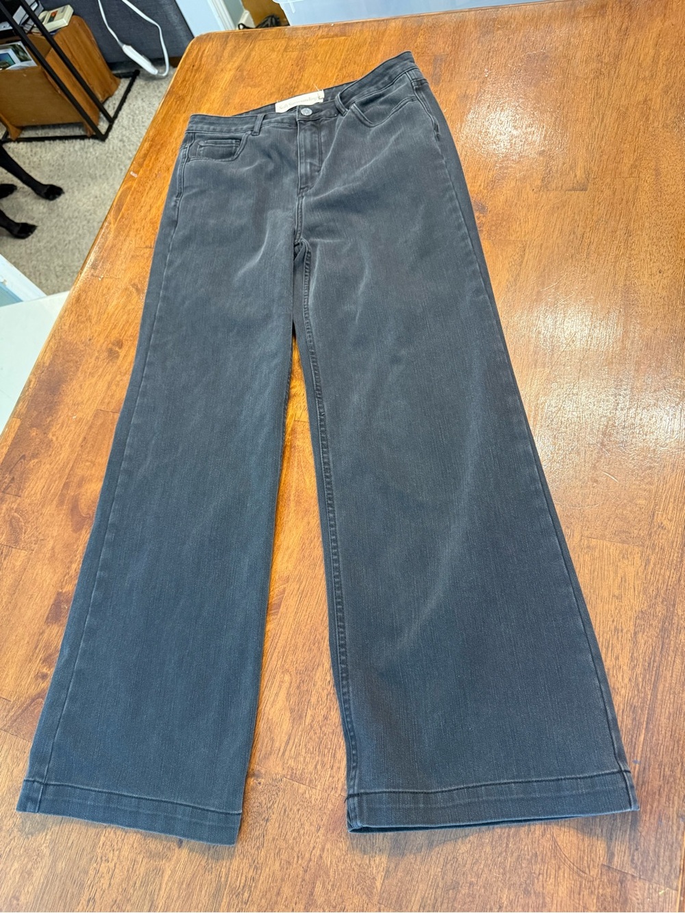 Soft Surroundings Ultimate Denim Wide Leg Jeans Women Size 8 Washed Black 2FY38